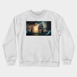 Naval Battle Between Pirate Sailing Ships, Caribbean Seascape #7 Crewneck Sweatshirt